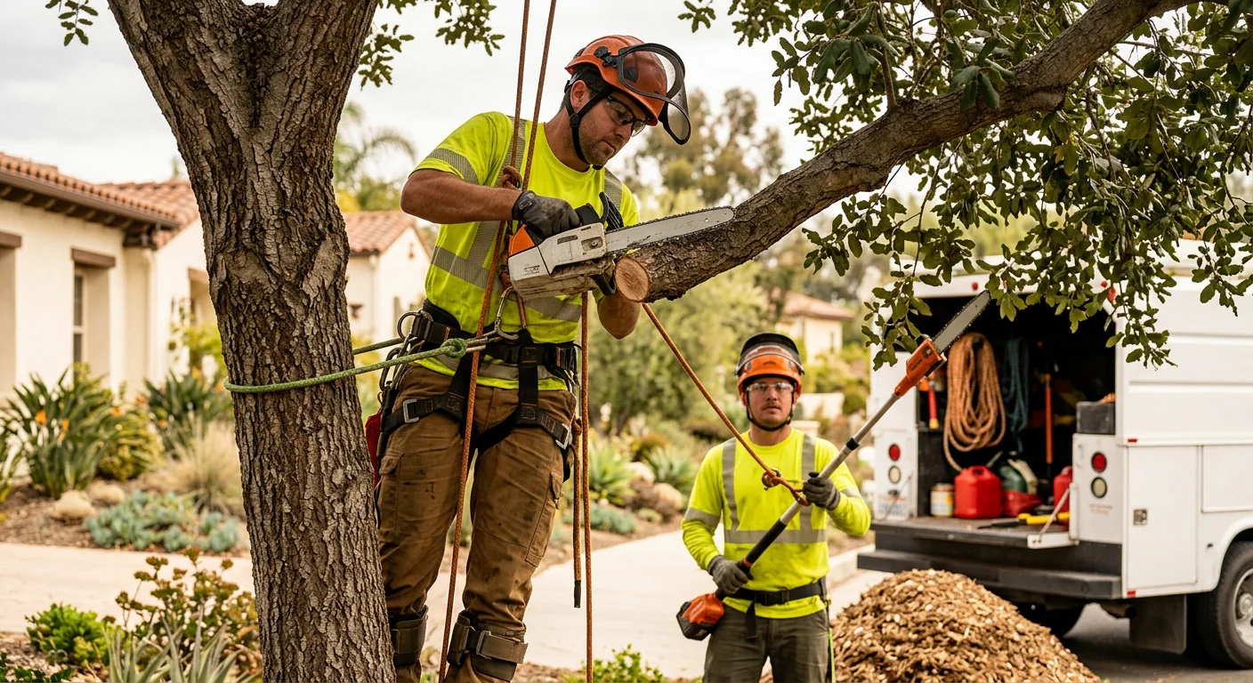 Crew evaluating an overgrown Camarillo lot to prepare a written clearing estimate