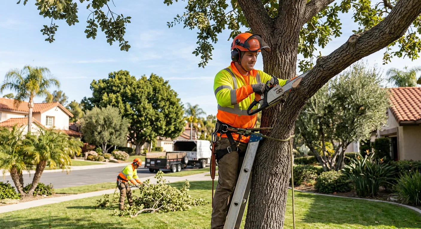 Overgrown Camarillo lot with dense brush before professional land clearing crew begins work