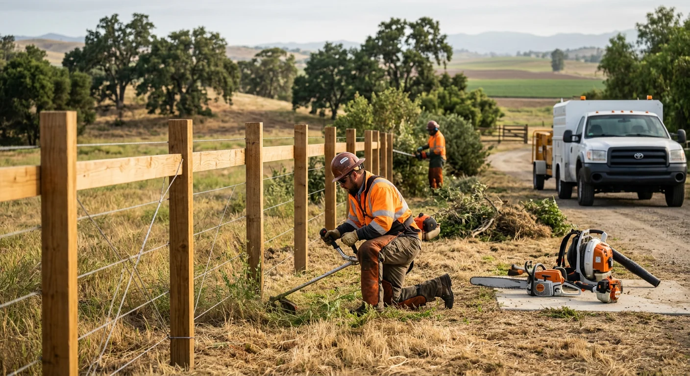 Cleared fence line along Camarillo property after dense invasive vegetation removal
