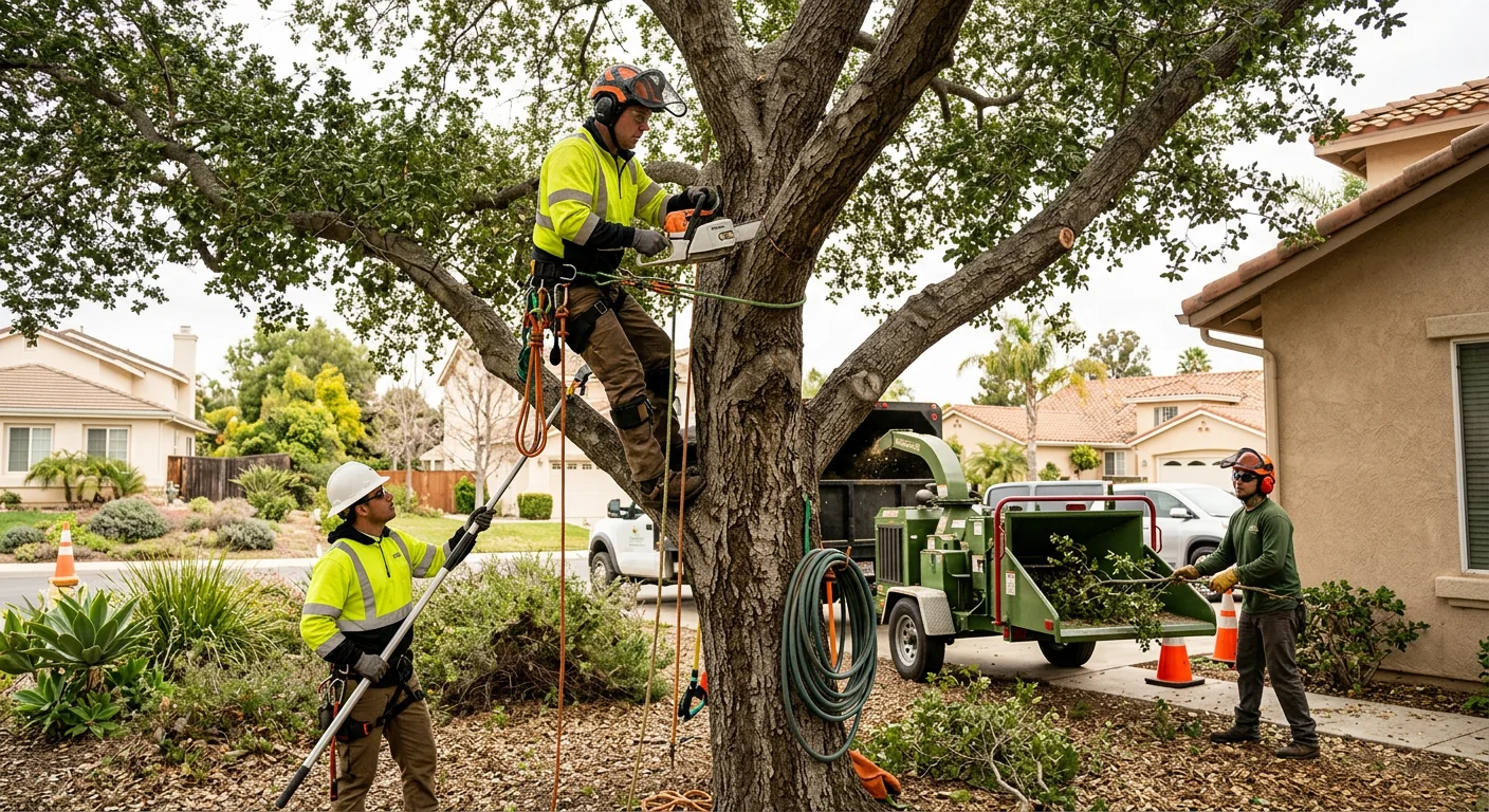 Stump grinder reducing a hardwood stump in a Camarillo backyard