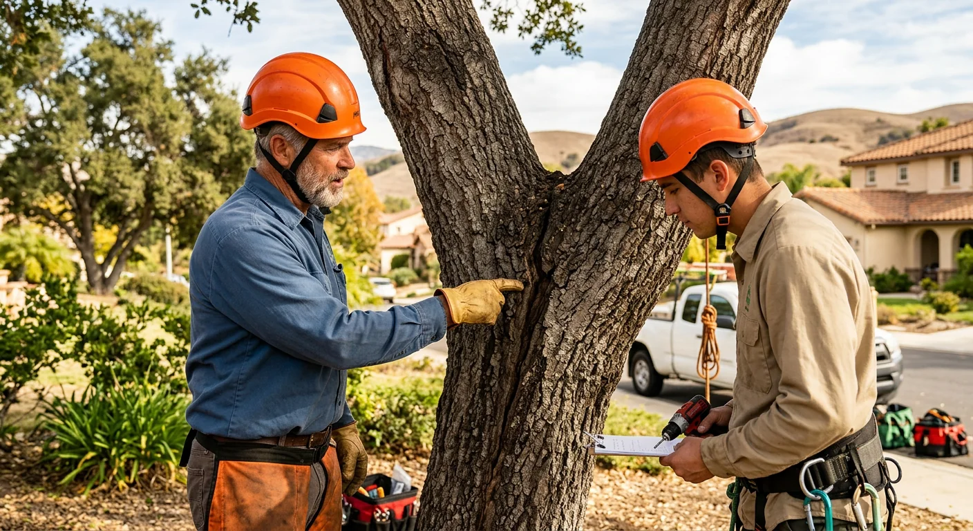 Cracked branch union with included bark before support hardware installation