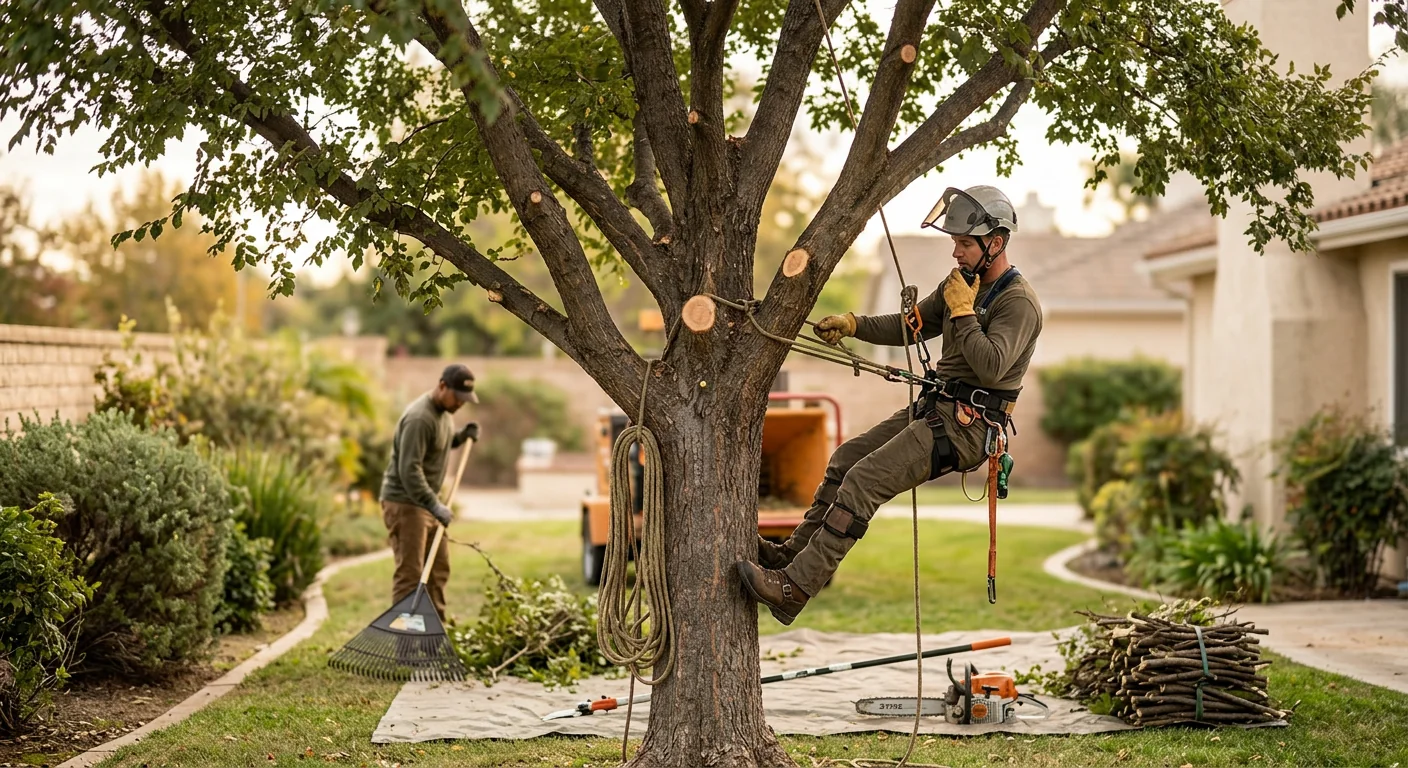 Finished crown reduction on a shade tree in a Camarillo backyard