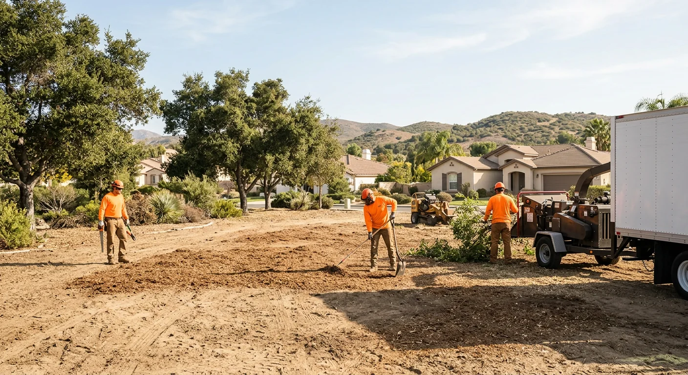 Wide shot of a cleared and cleaned lot after removal in Camarillo