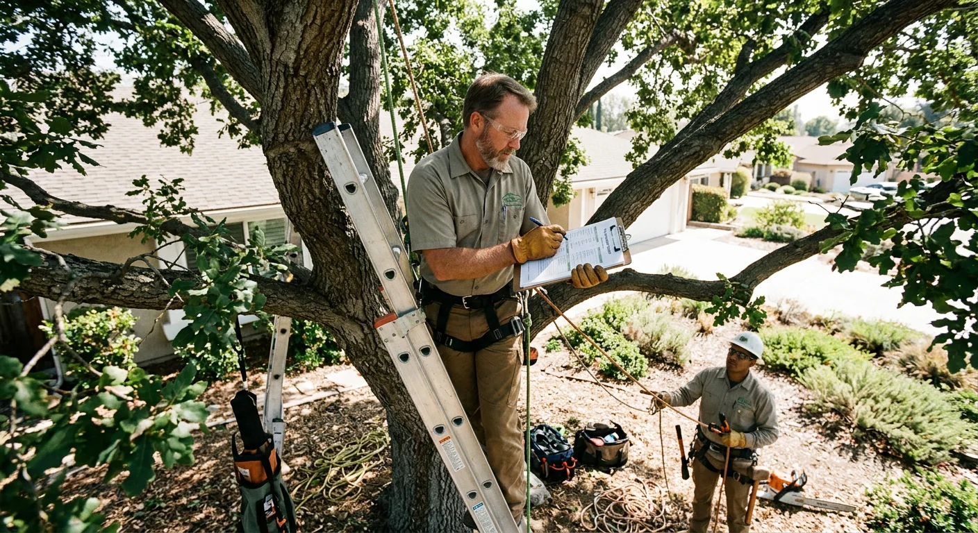 Written inspection report and canopy evaluation notes for a residential tree