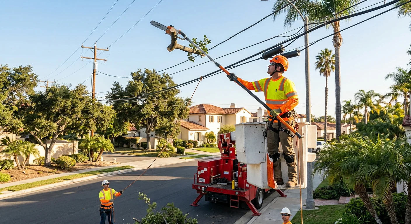 Cleared clearance between trimmed branches and overhead utility lines